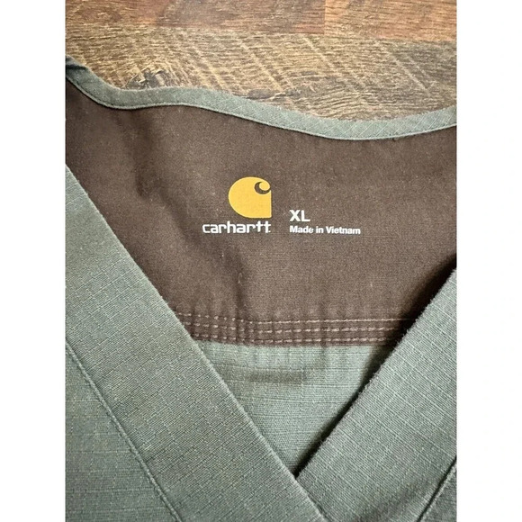 Carhartt Men's Scrub Top Color Block Olive Green/Brown,XL Ripstop fabric - Picture 3 of 6